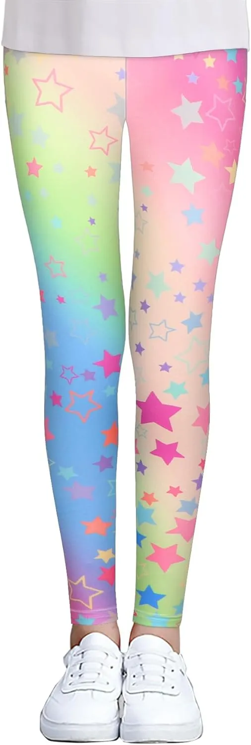 iLover Toddler Girls Cute Stretch Athletic Leggings Little Kids High Waisted Yoga Pants Ankle Length