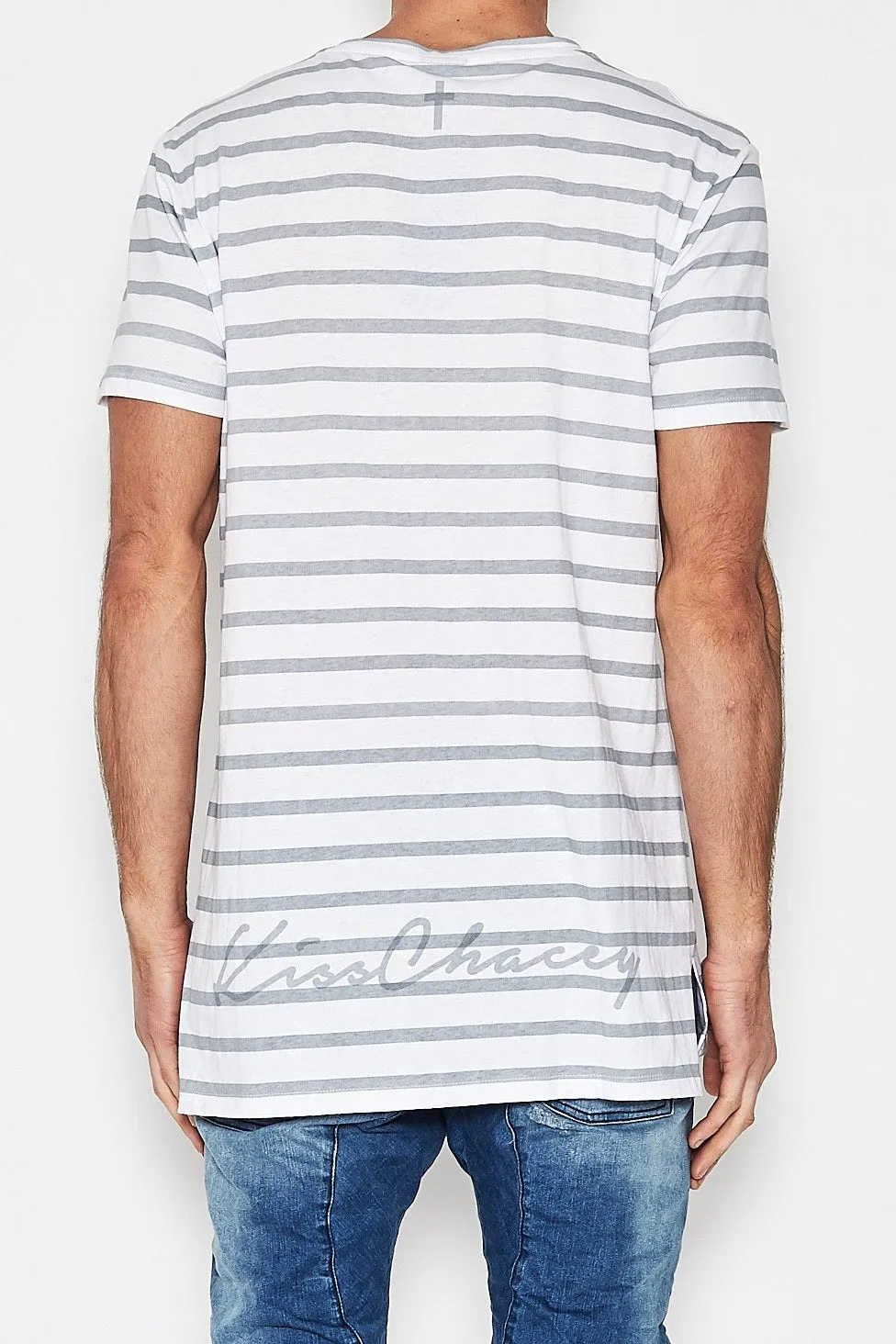 Kiss Chacey SCRIBE TALL TEE WHITE/GREY STRIPE