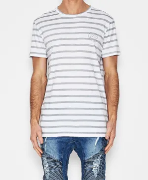 Kiss Chacey SCRIBE TALL TEE WHITE/GREY STRIPE