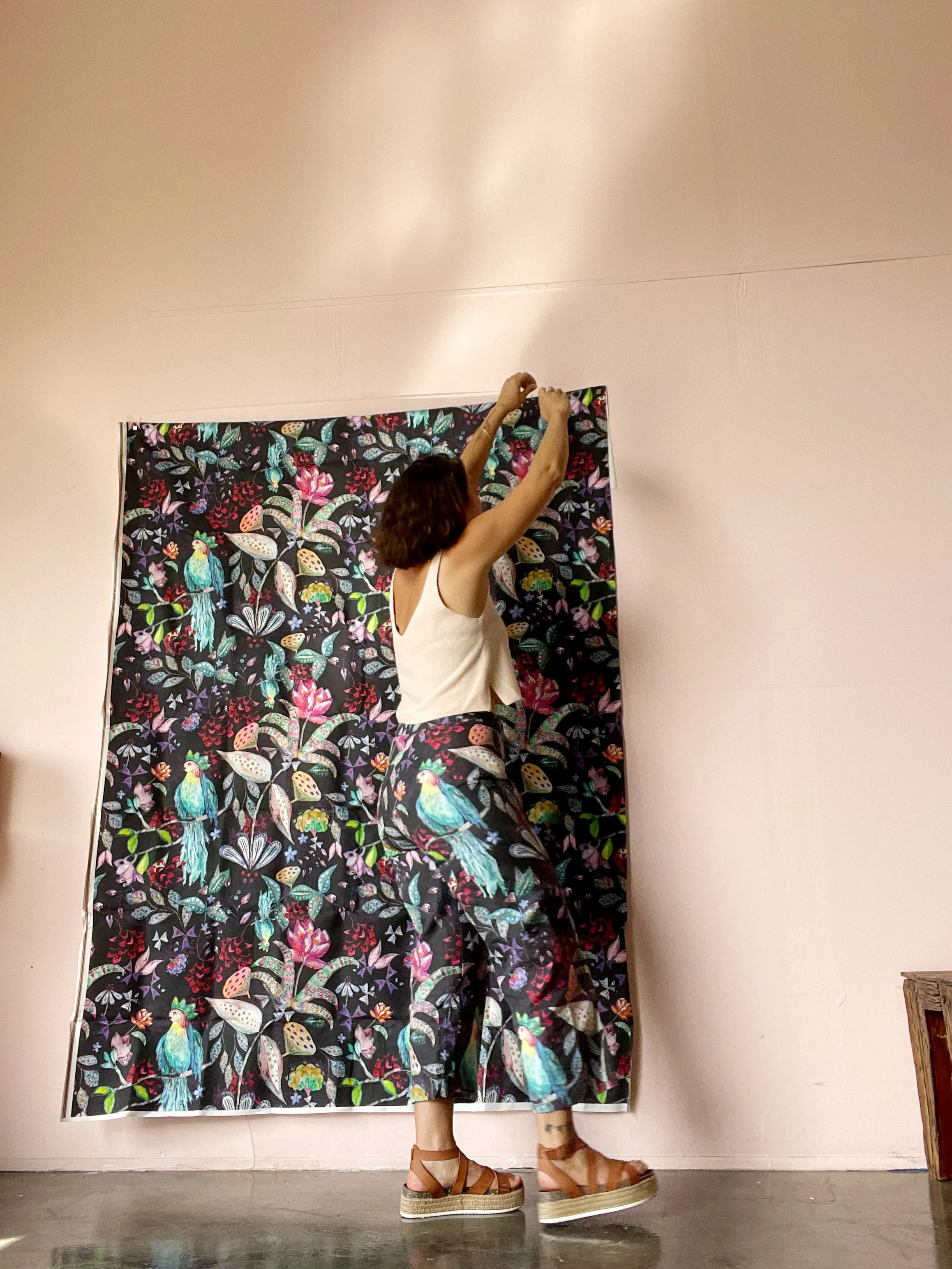 Linen cotton canvas in jungle bird