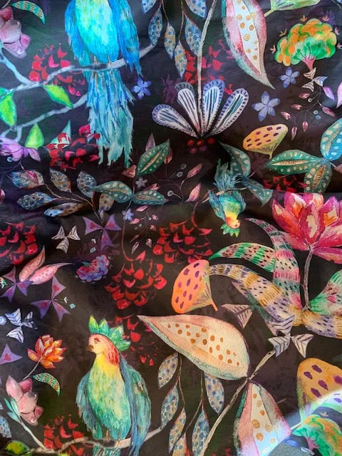 Linen cotton canvas in jungle bird