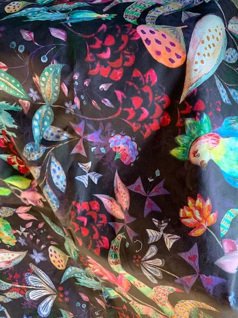 Linen cotton canvas in jungle bird