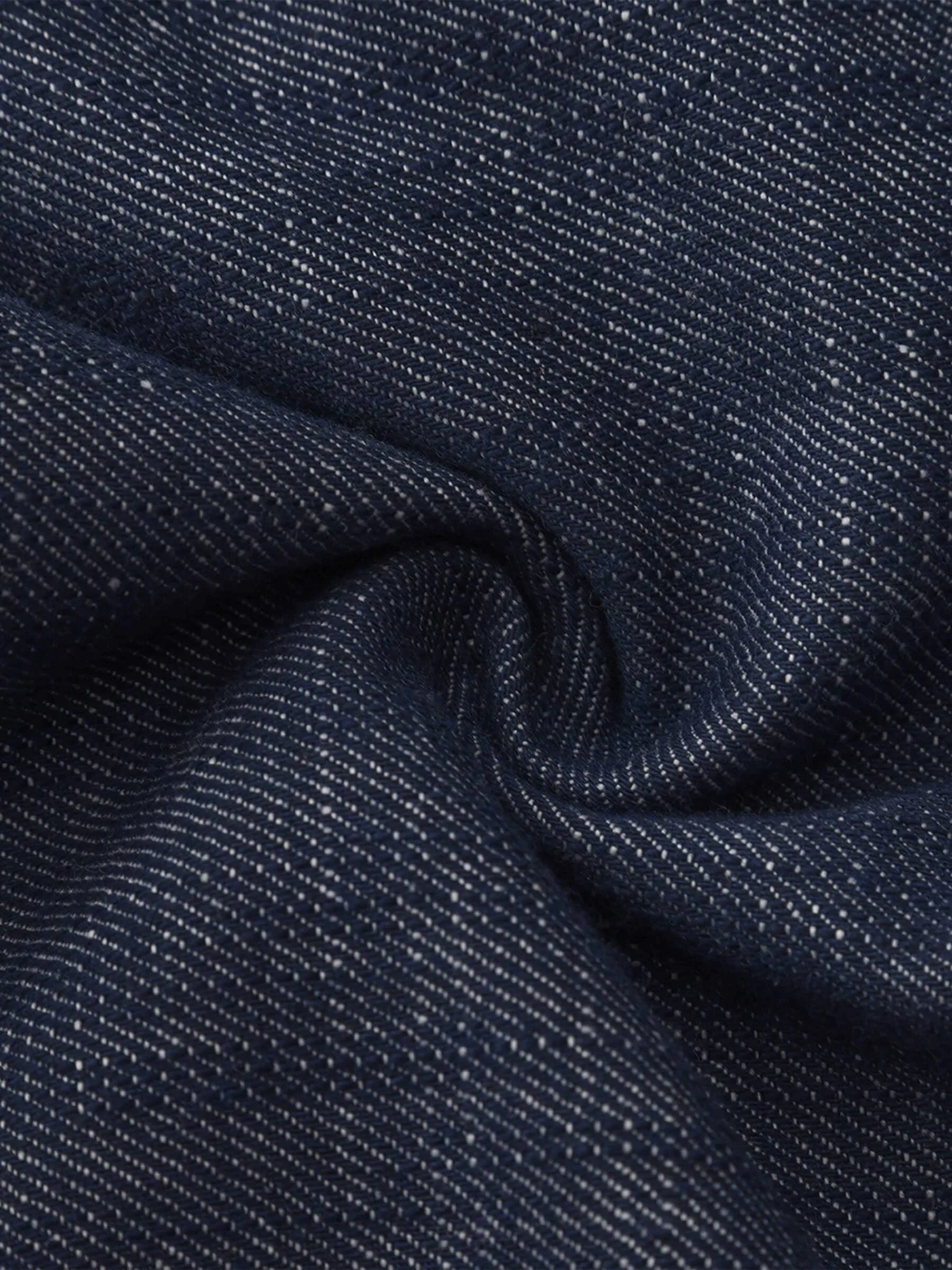 Linen-Cotton Lace Wide-Leg Straight Jeans: Navy / L