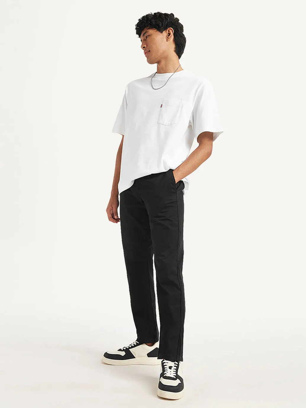Men's Black Tapered Chino Trousers