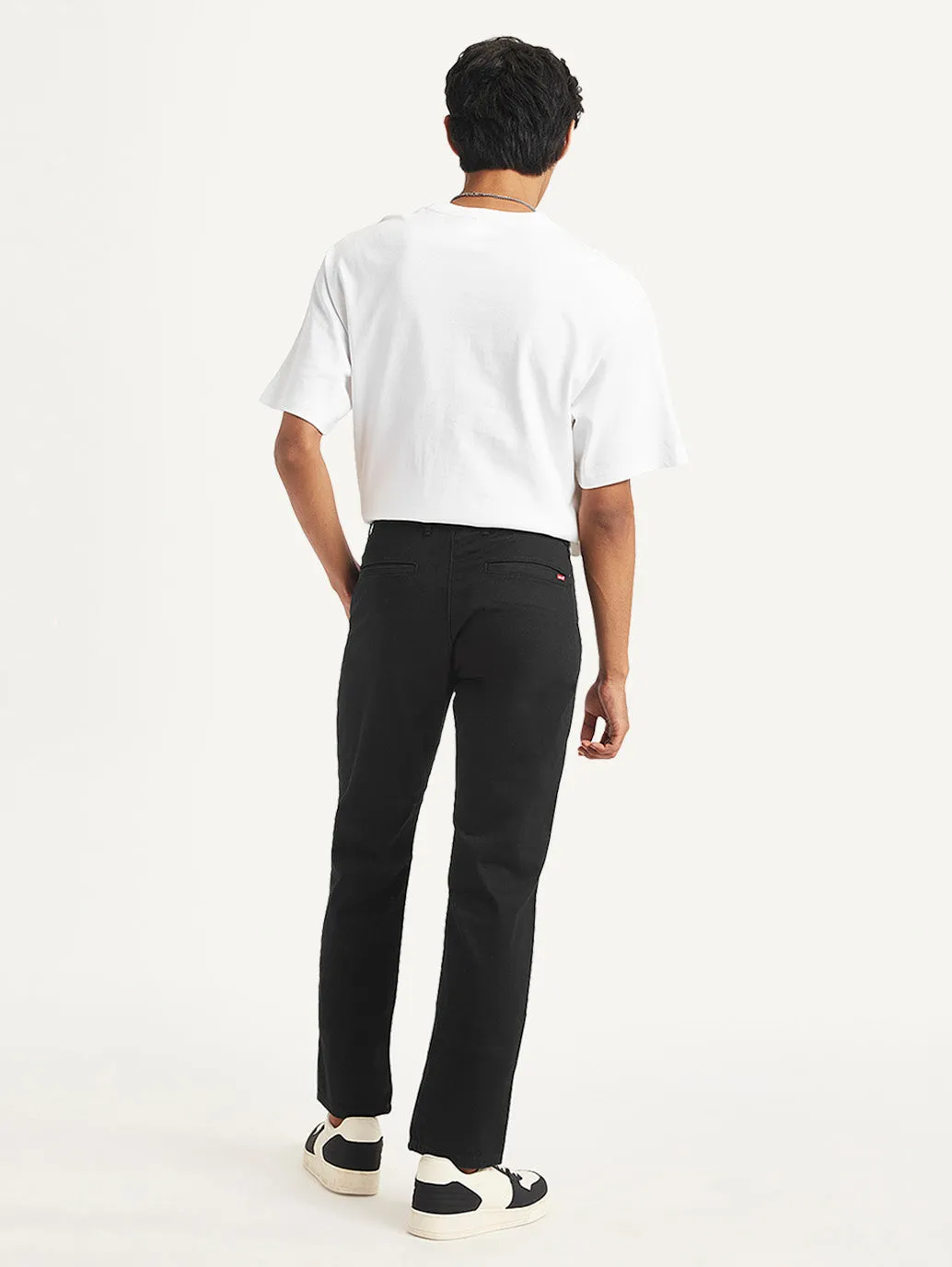 Men's Black Tapered Chino Trousers