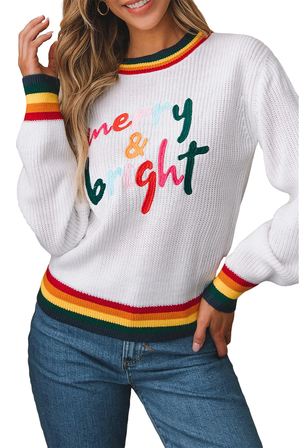 Merry & Bright Colorful Stripes Sweater