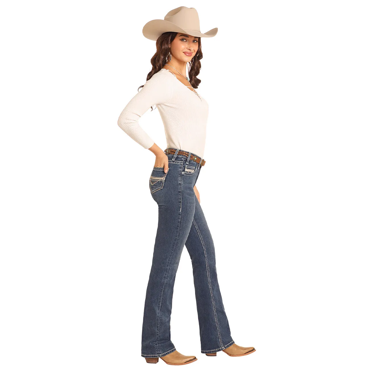Mid Rise Ladies Bootcut Cowgirl Jeans