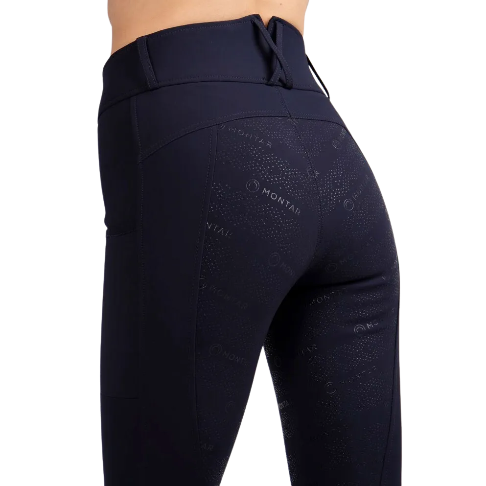 Montar Michelle Rosegold Pull-on Full Grip Riding Tights, Navy