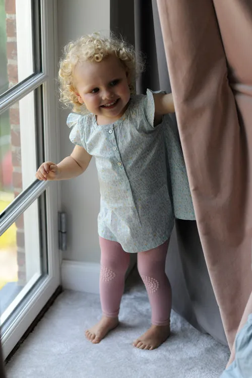 Non-slip crawling leggings with grip for babies and toddlers - Soft Pink
