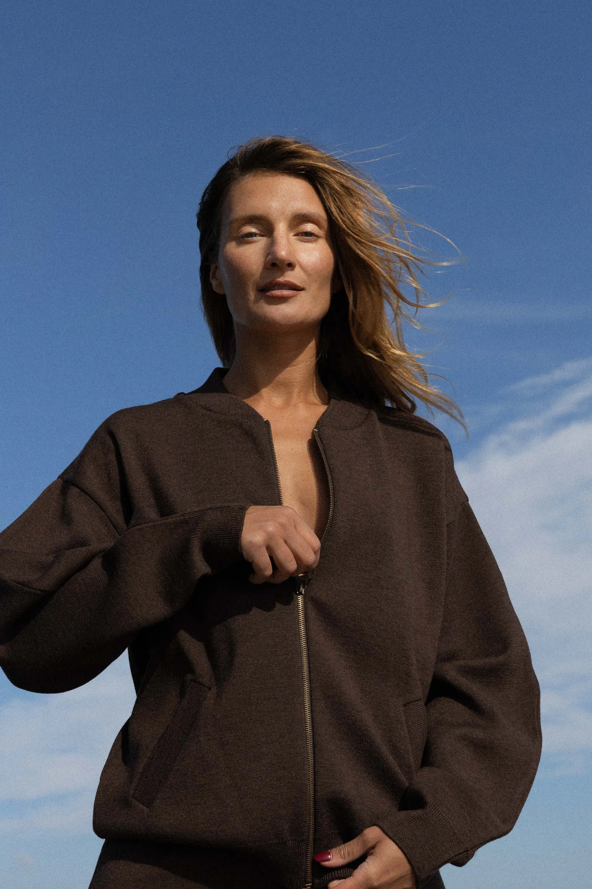 Onda 100% Merino Bomber Jacket Chocolate