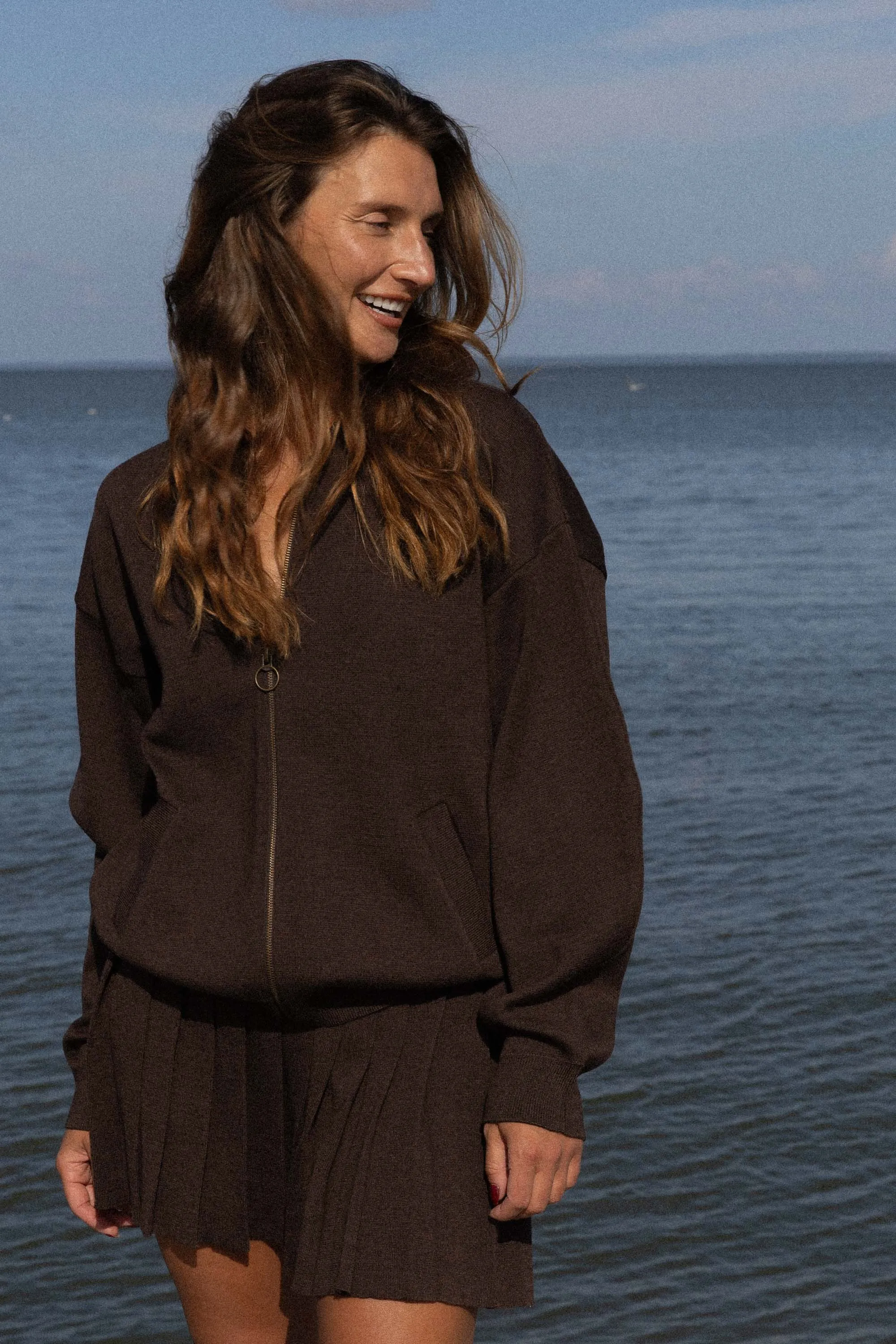 Onda 100% Merino Bomber Jacket Chocolate