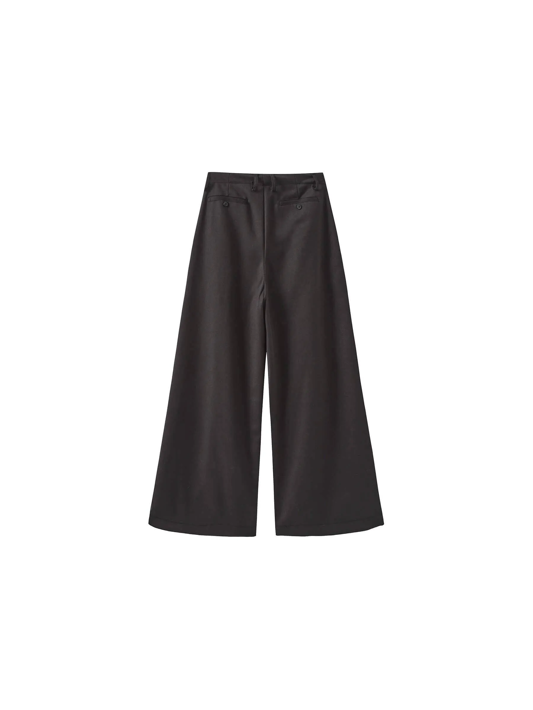 ONE BY CUBIC Pleated Wide Leg Wool Blend Trousers: FloralWhite / M