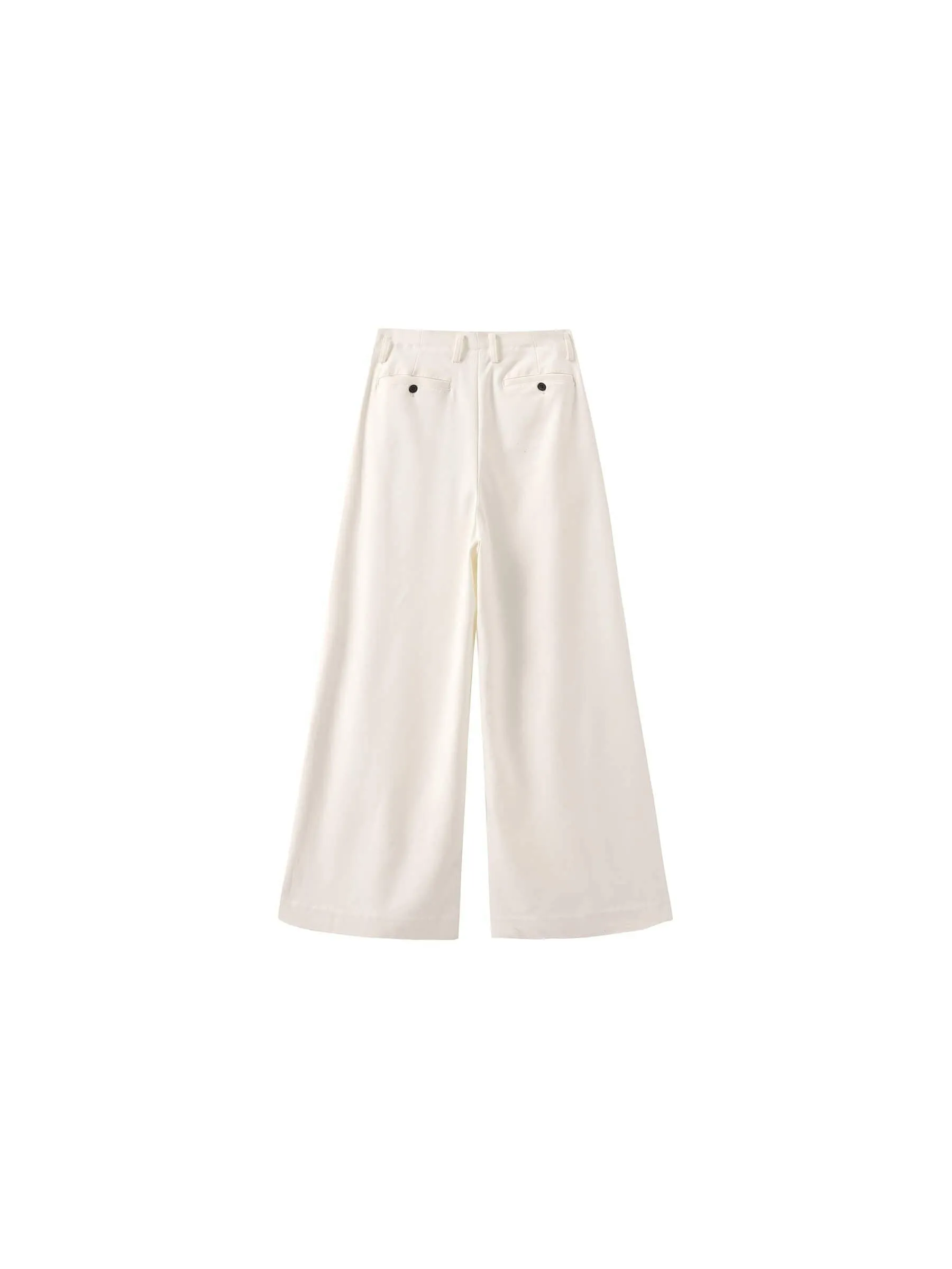 ONE BY CUBIC Pleated Wide Leg Wool Blend Trousers: FloralWhite / M
