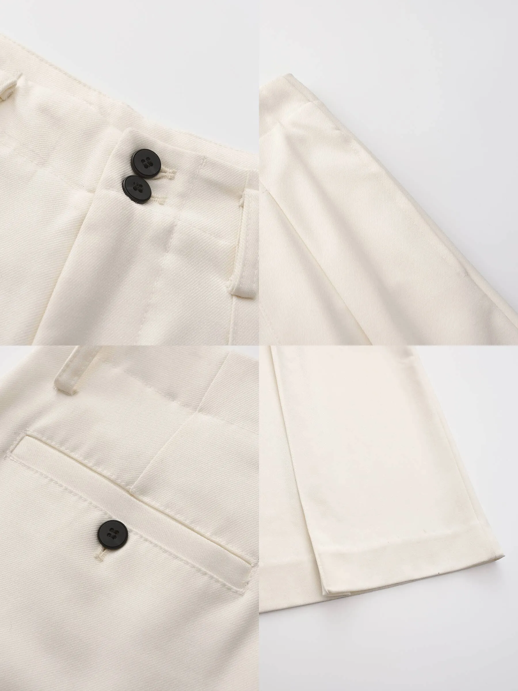 ONE BY CUBIC Pleated Wide Leg Wool Blend Trousers: FloralWhite / M