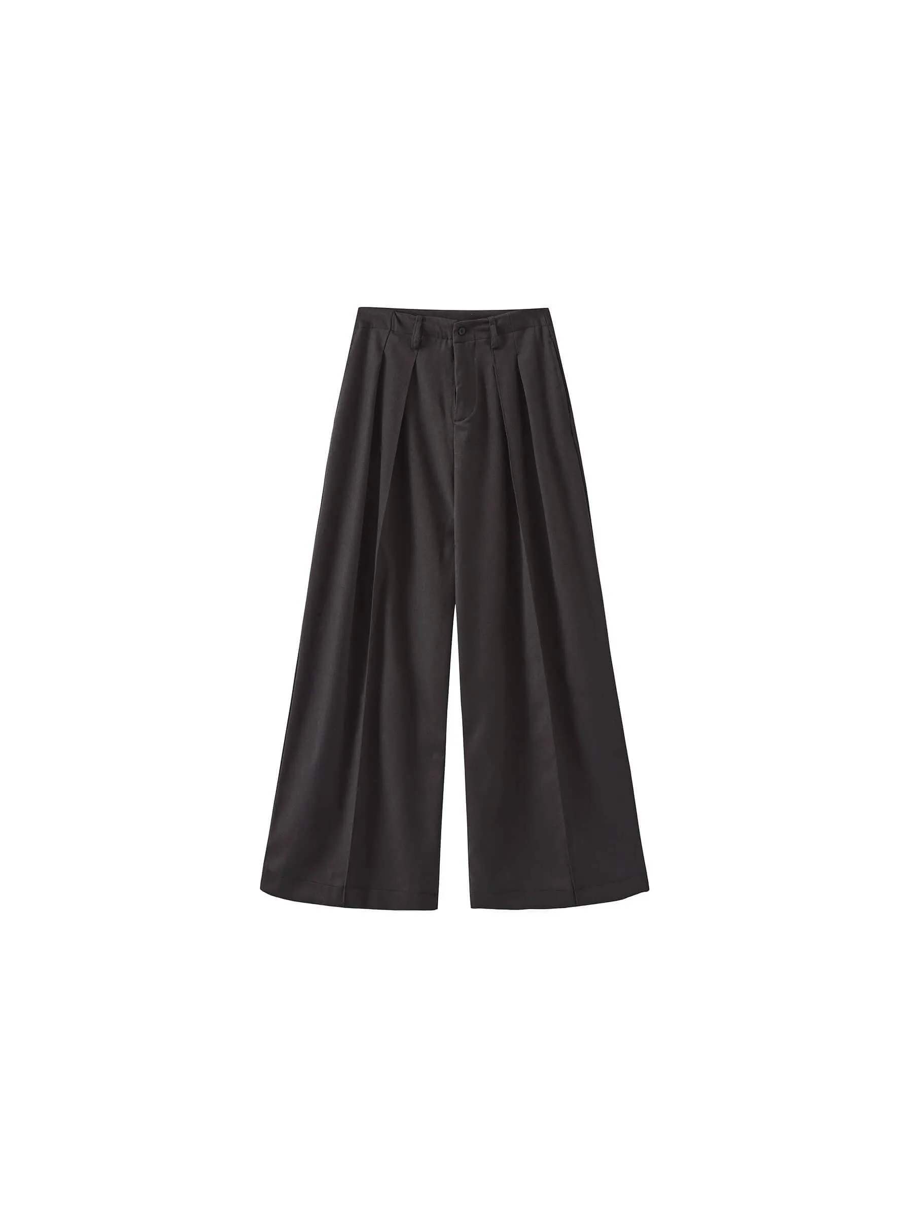 ONE BY CUBIC Pleated Wide Leg Wool Blend Trousers: FloralWhite / M