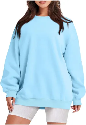 Oversized Sweatshirt for Women Fleece Hoodie Crewneck Sweatshirts Long Sleeve Drop Shoulder Pullover Casual Tops