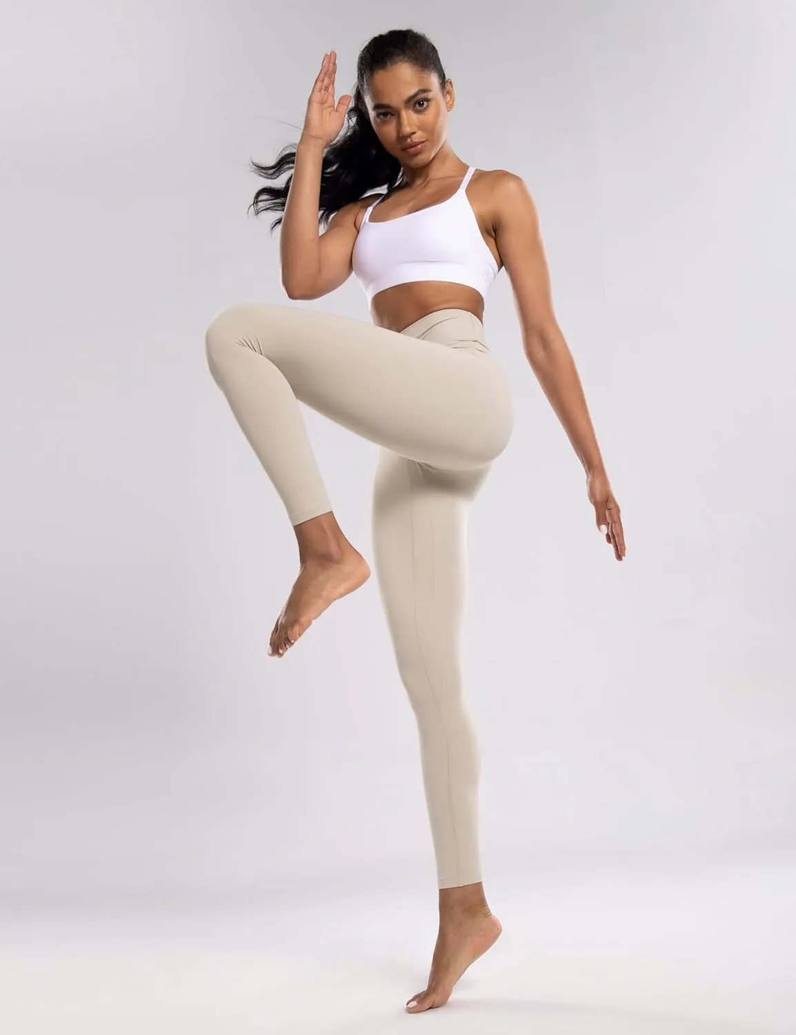 POSHDIVAH Women's Creamluxe Yoga Leggings High Waisted Cream-Feeling Workout Lounge Pants 25" for Running