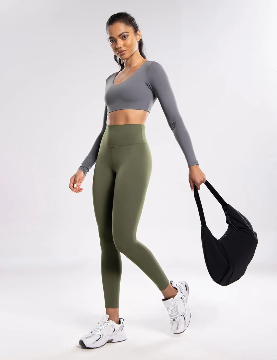 POSHDIVAH Women's Creamluxe Yoga Leggings High Waisted Cream-Feeling Workout Lounge Pants 25" for Running