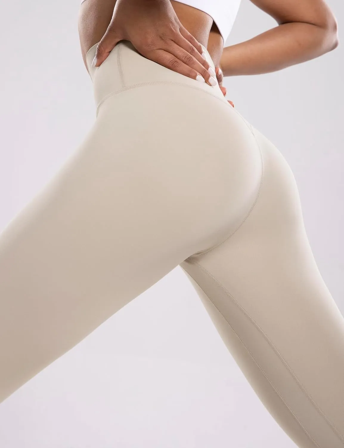 POSHDIVAH Women's Creamluxe Yoga Leggings High Waisted Cream-Feeling Workout Lounge Pants 25" for Running