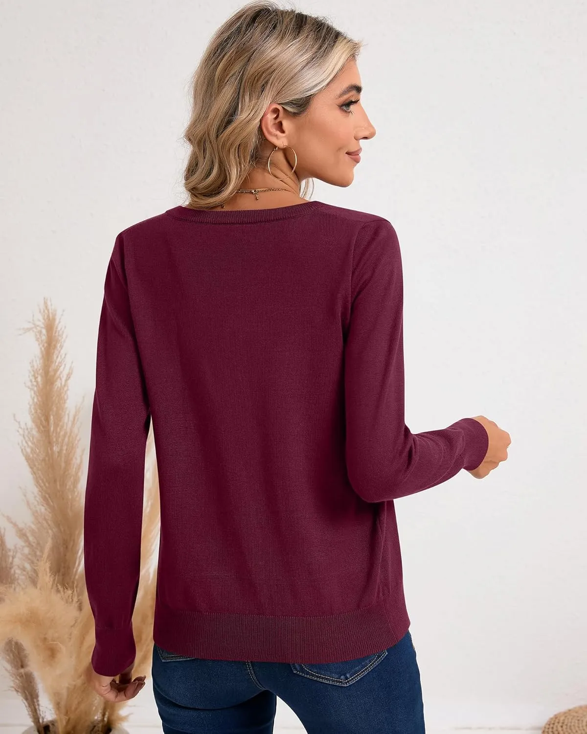 Riyiper 3 Pack Women's Lightweight Cardigans, Long Sleeve Crewneck Knit Cardigan Sweaters Casual Button Down Stretch Tops