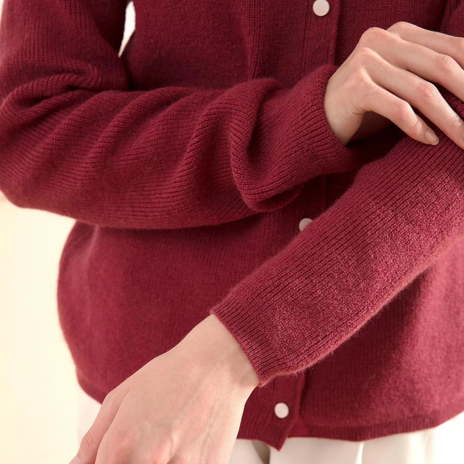 Simple&Opulence Womens Cardigan Button Down Crew Neck Sweater Open Front Long Sleeve Lightweight Knitted Sweaters