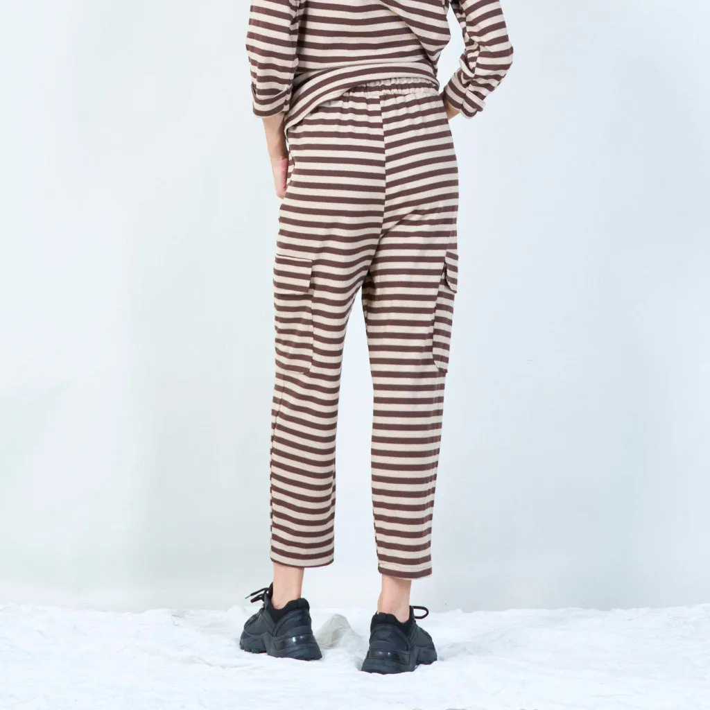 Striped relaxed-fit pants with pockets wholesale