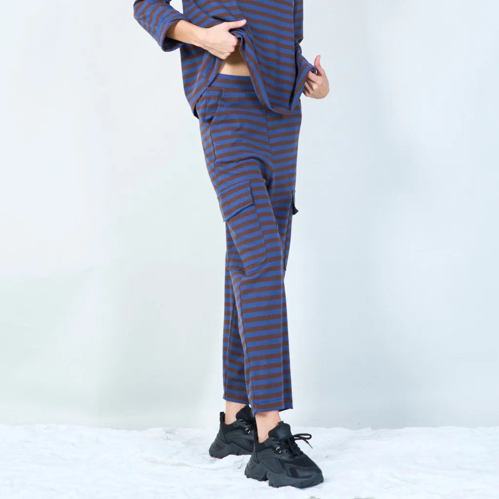 Striped relaxed-fit pants with pockets wholesale