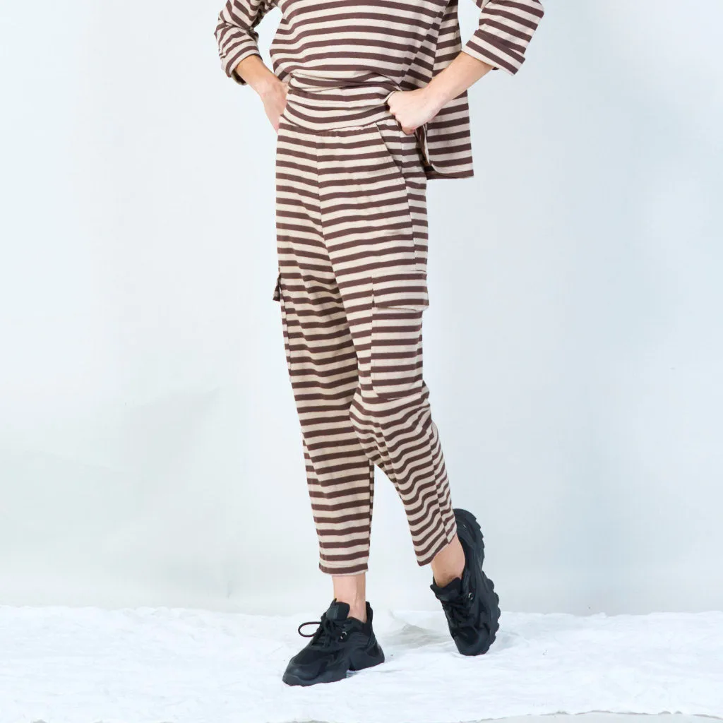 Striped relaxed-fit pants with pockets wholesale