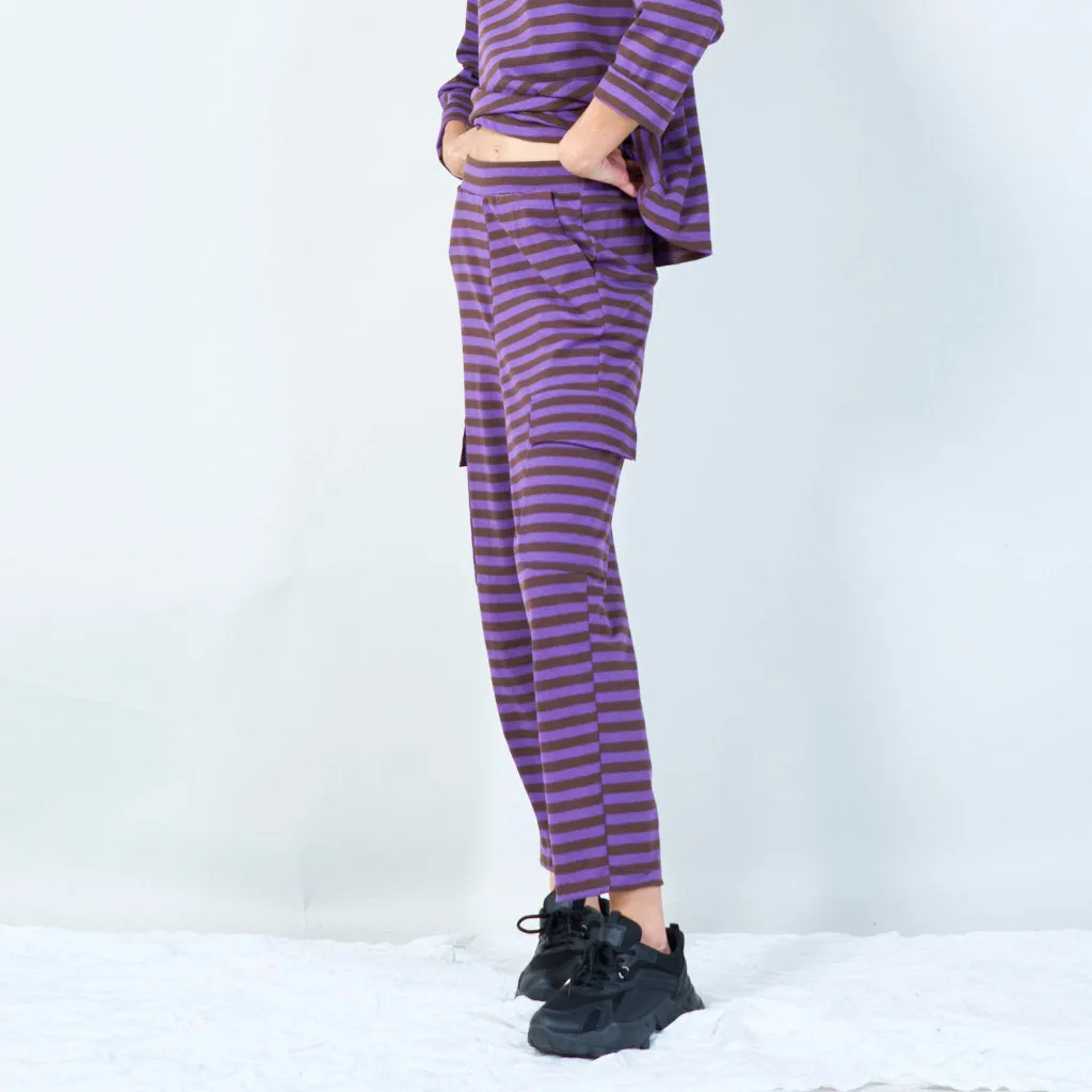 Striped relaxed-fit pants with pockets wholesale