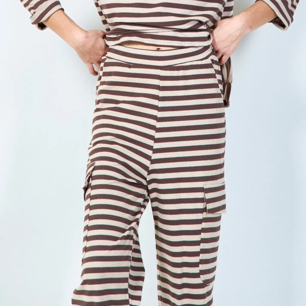 Striped relaxed-fit pants with pockets wholesale