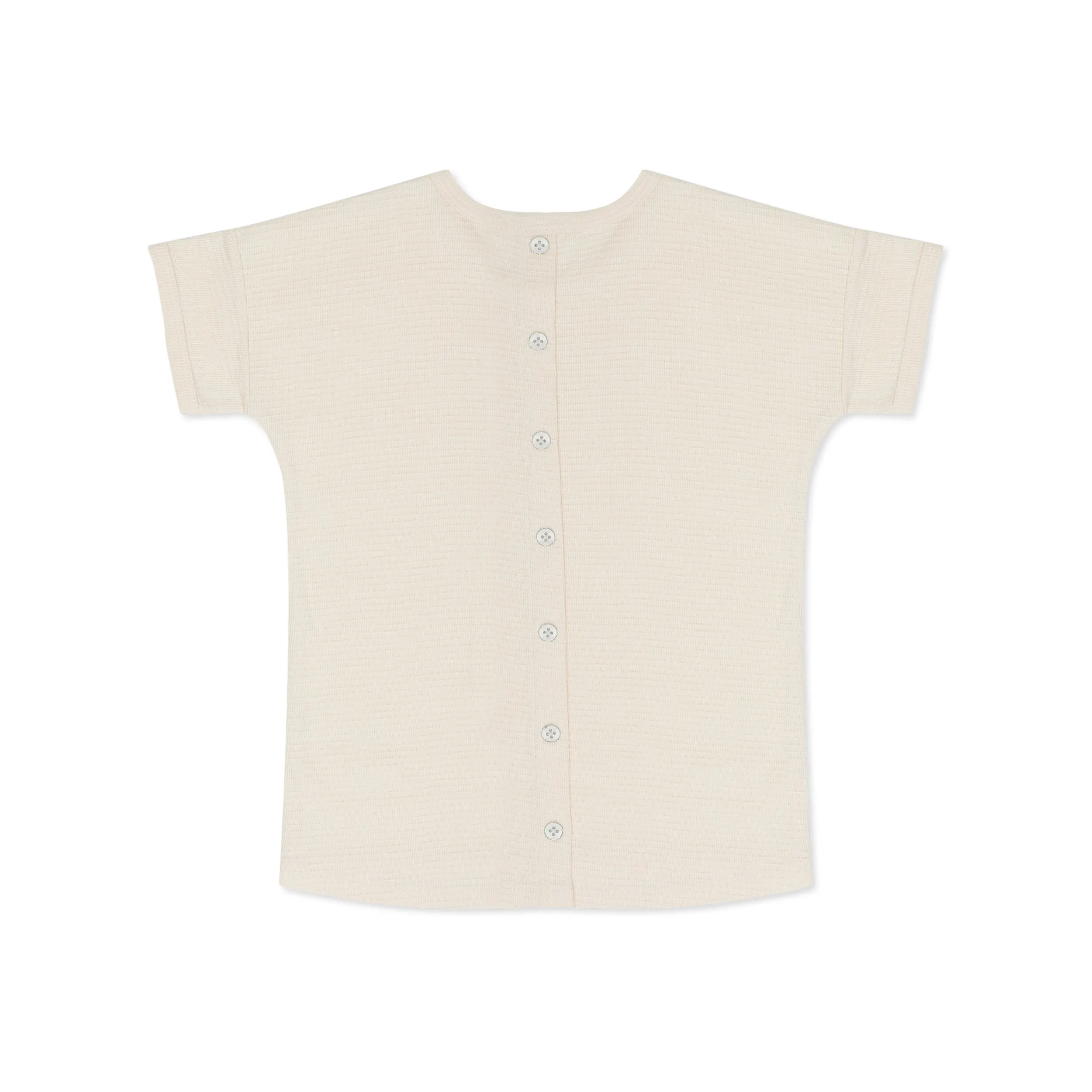 Textured Button-Back Tee, Buttercream