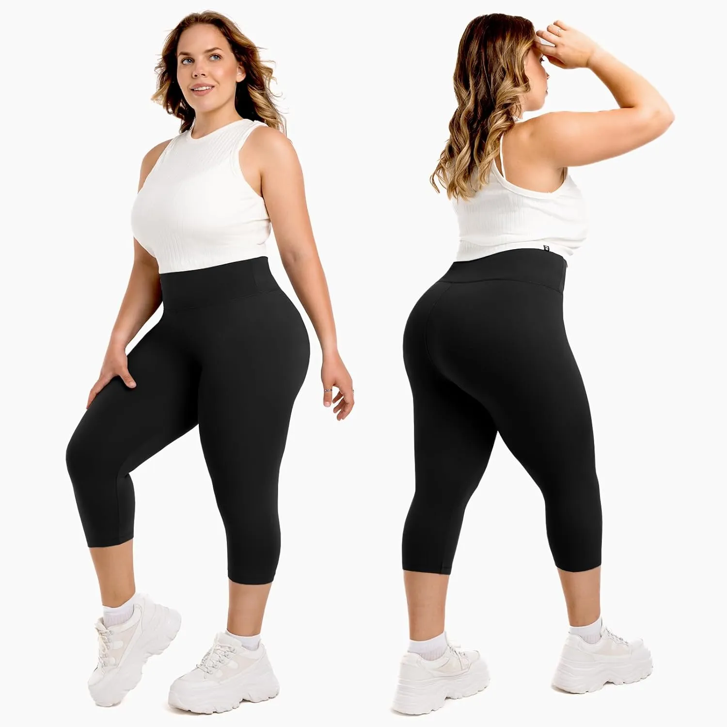 Walifrey Plus Size Capris for WomenHigh Waist Buttery Soft Plus Size Leggings for Women Workout Gym Yoga
