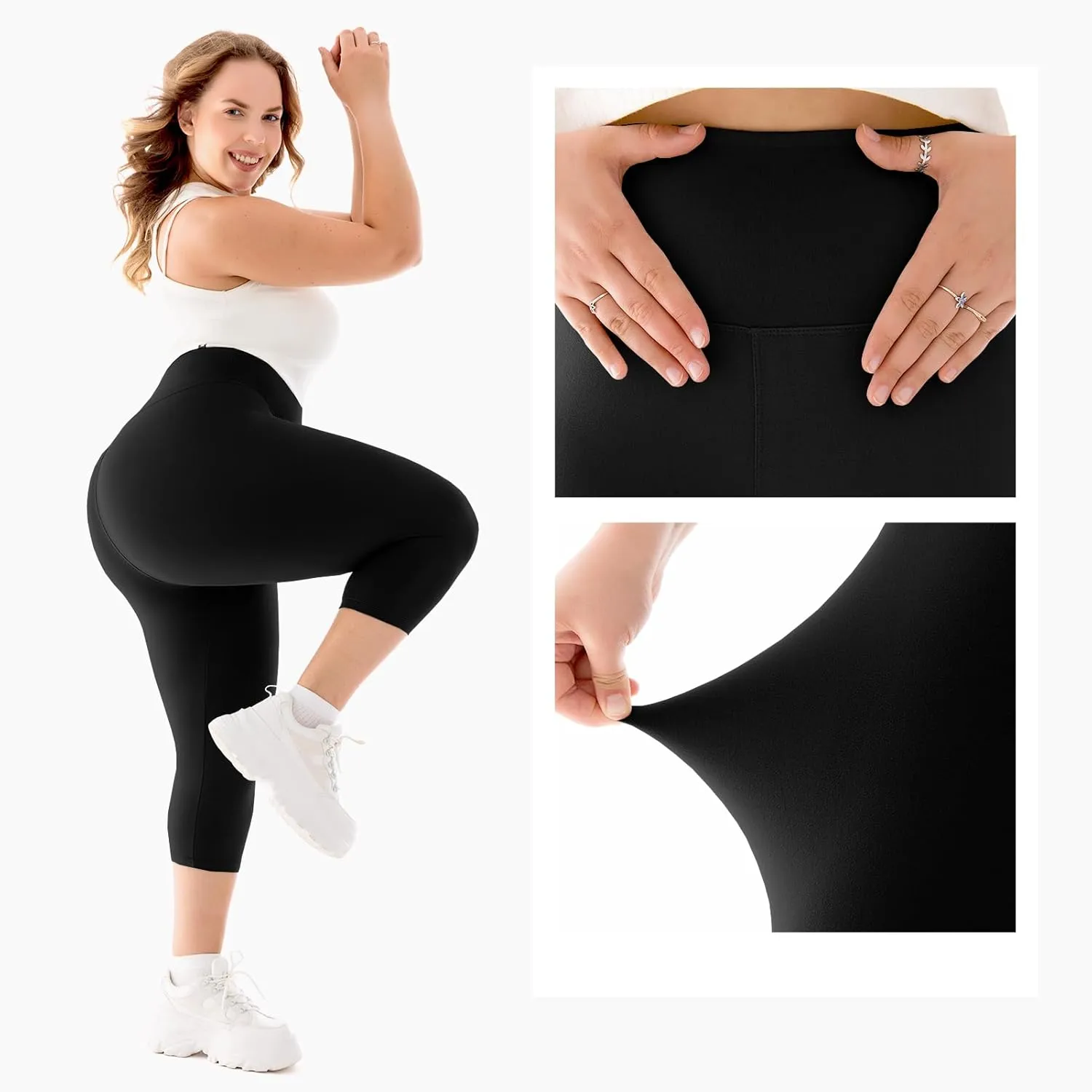 Walifrey Plus Size Capris for WomenHigh Waist Buttery Soft Plus Size Leggings for Women Workout Gym Yoga
