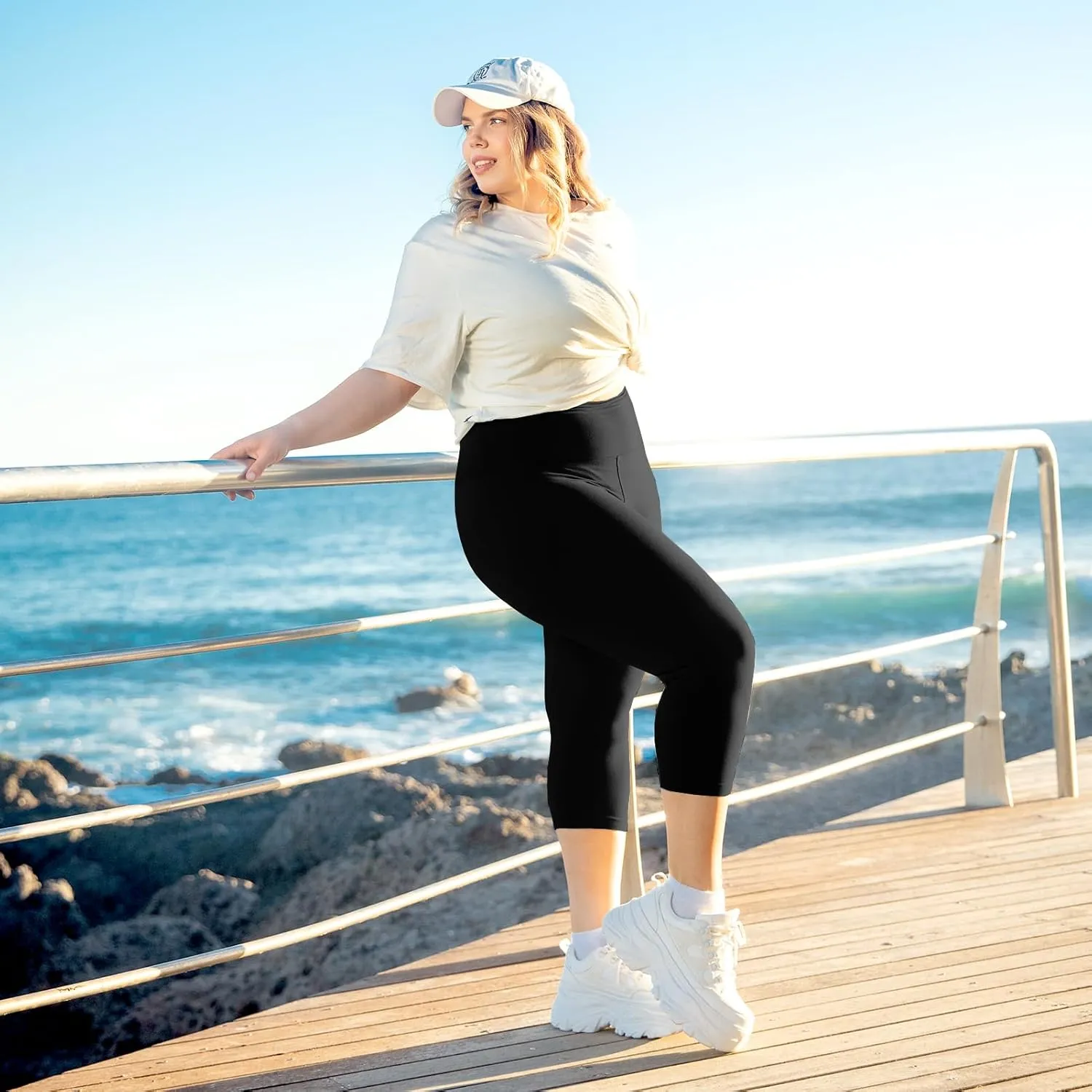 Walifrey Plus Size Capris for WomenHigh Waist Buttery Soft Plus Size Leggings for Women Workout Gym Yoga