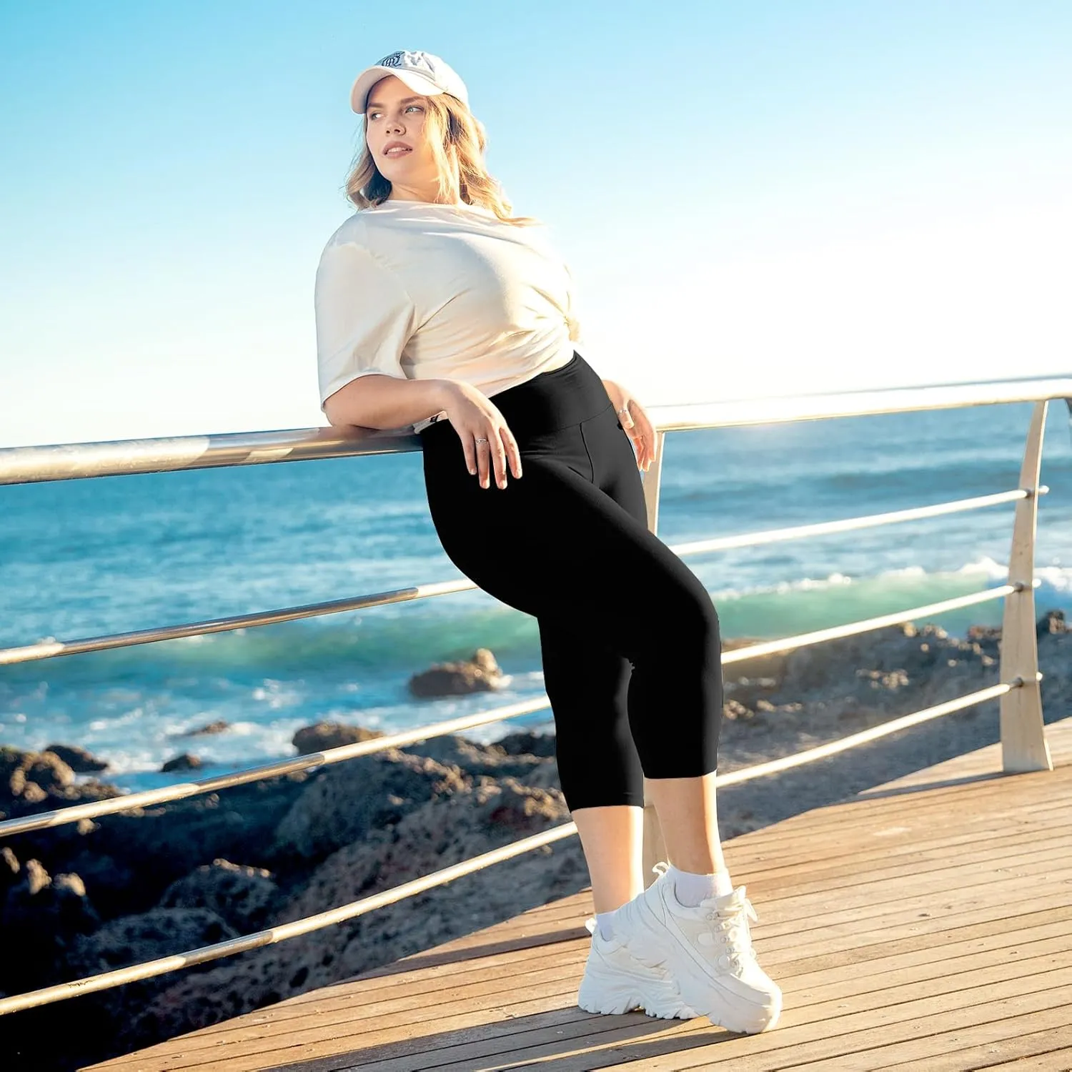 Walifrey Plus Size Capris for WomenHigh Waist Buttery Soft Plus Size Leggings for Women Workout Gym Yoga
