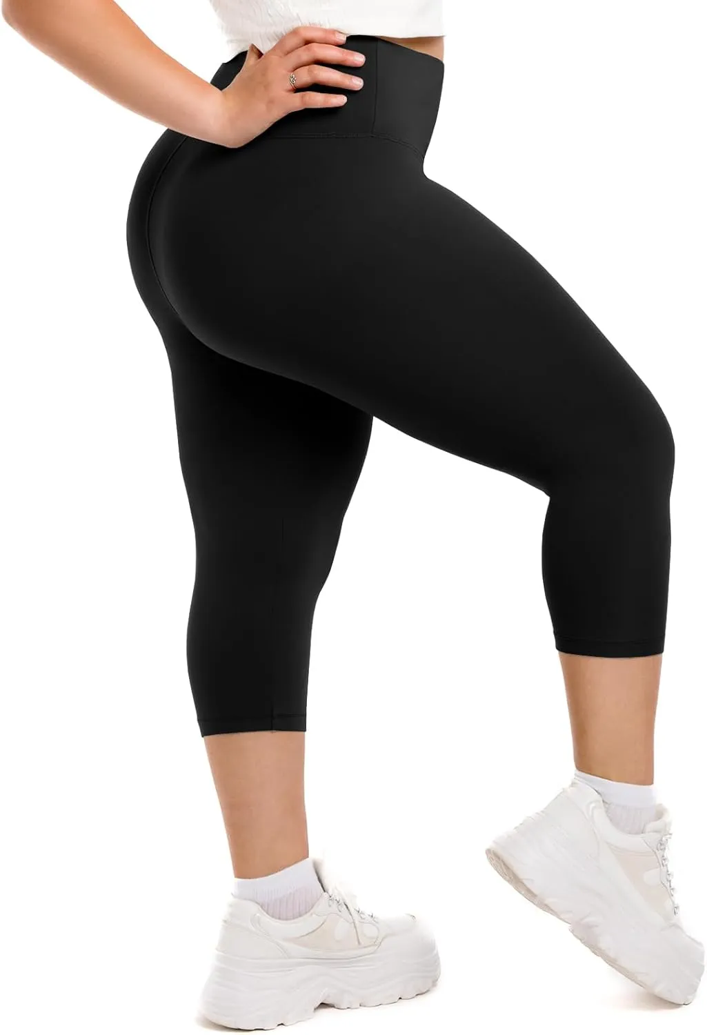 Walifrey Plus Size Capris for WomenHigh Waist Buttery Soft Plus Size Leggings for Women Workout Gym Yoga