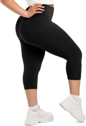 Walifrey Plus Size Capris for WomenHigh Waist Buttery Soft Plus Size Leggings for Women Workout Gym Yoga