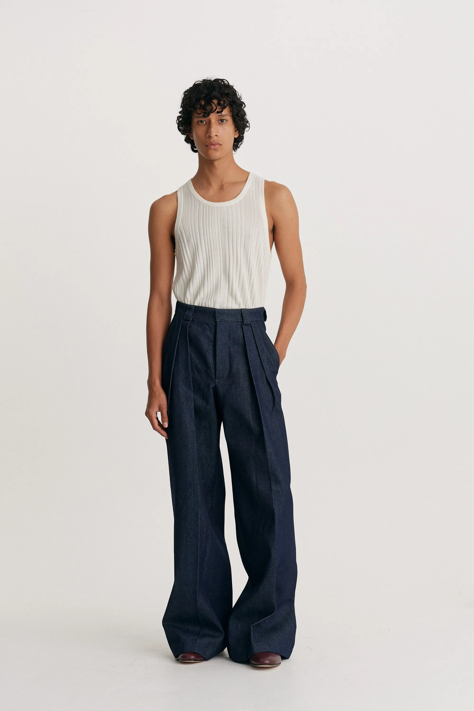 Wide Leg Denim Trouser