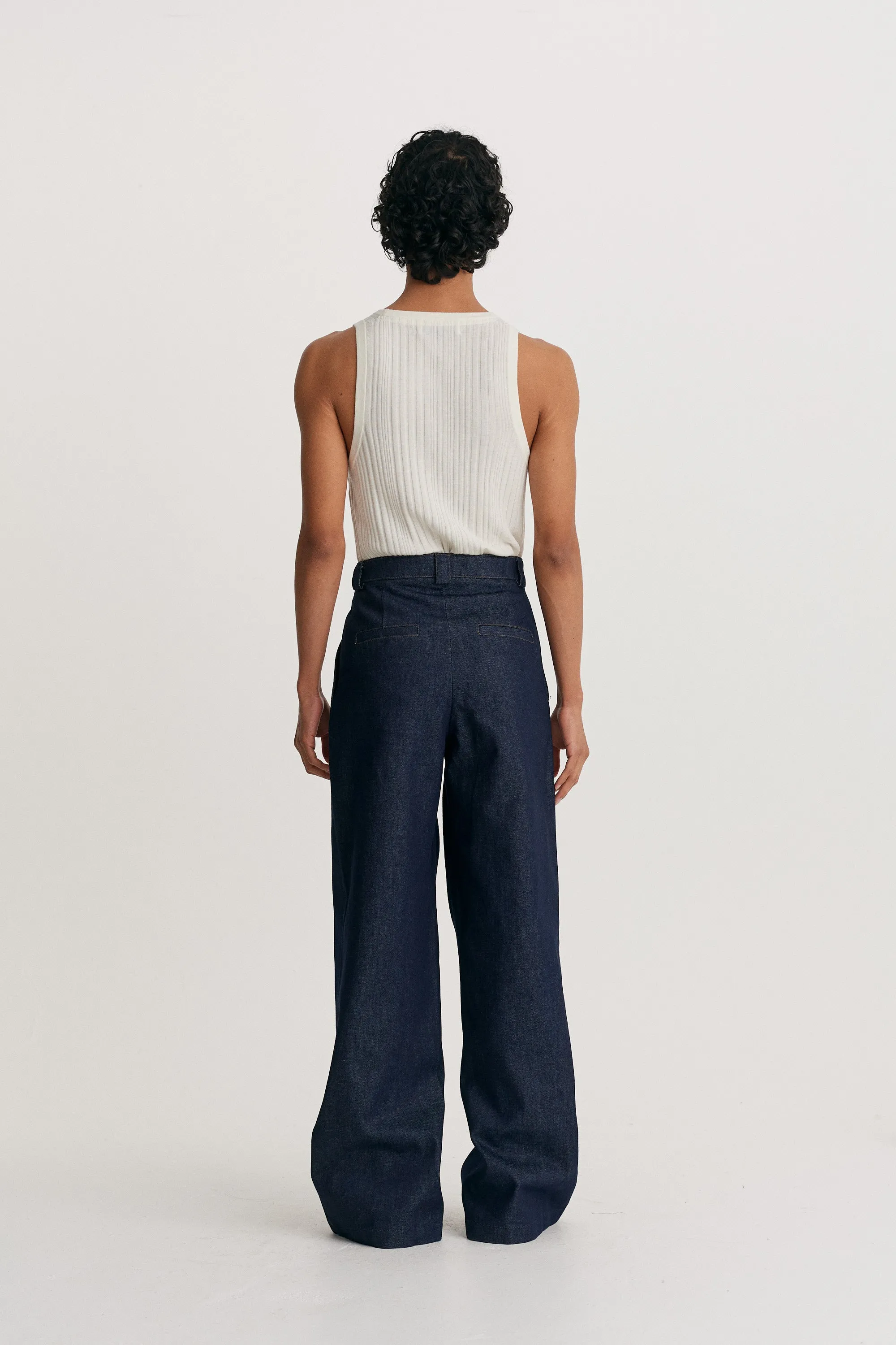 Wide Leg Denim Trouser