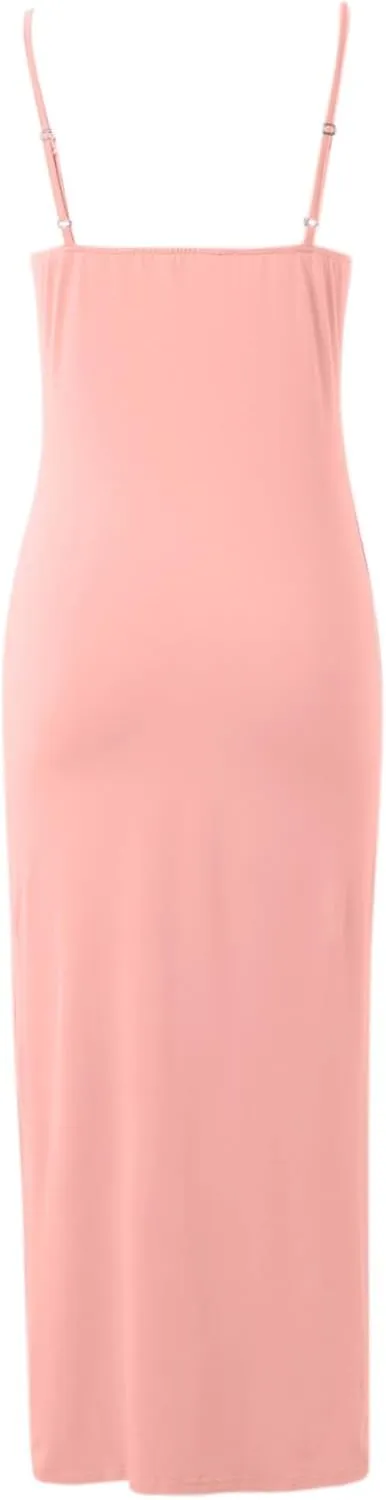 Women Casual Solid Dress Sleeveless V Neck Hollow Split Hem Dress Slim Sexy Dress Plus Size Dress for Women