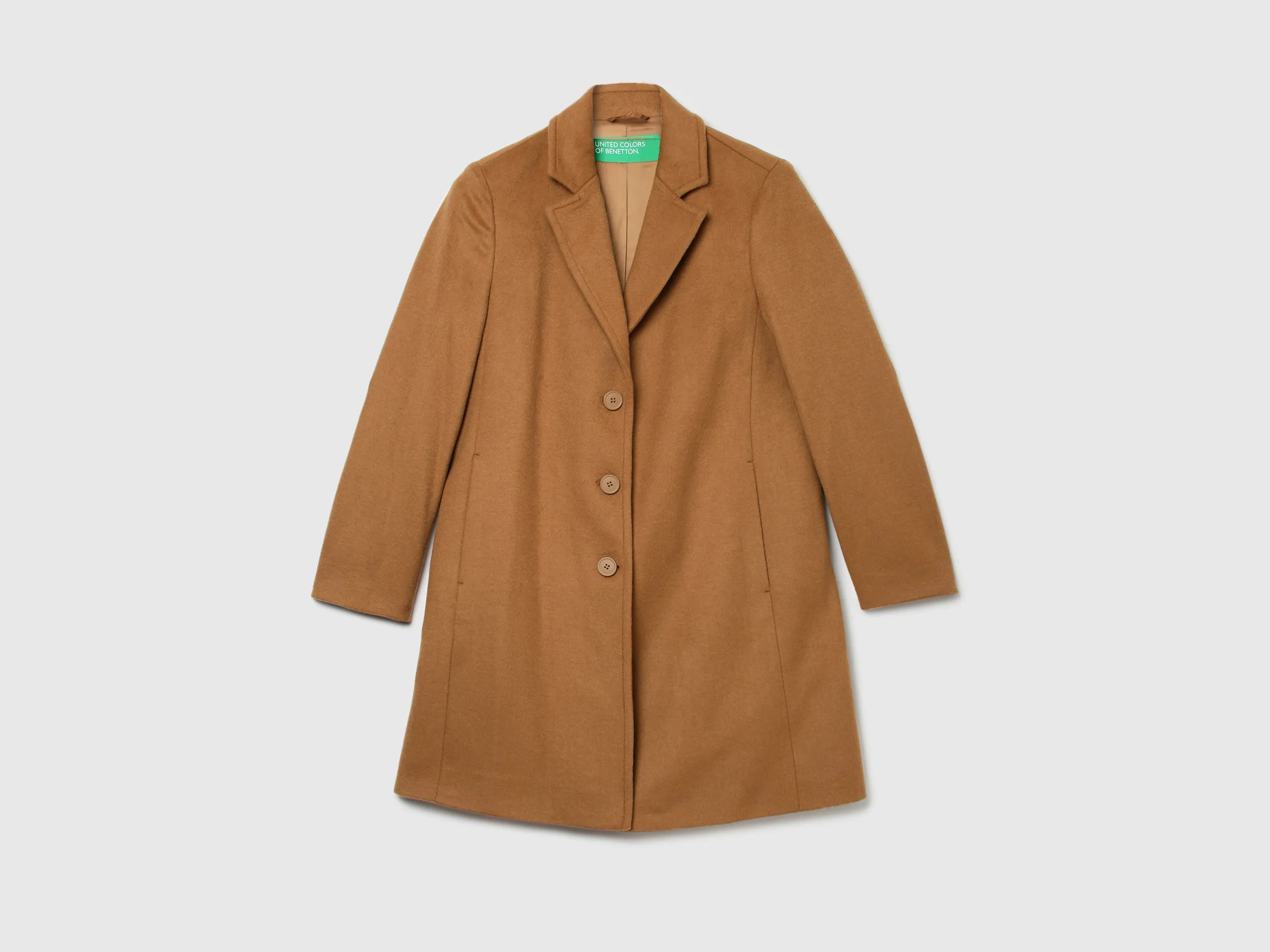 Women Solid Lapel Collar Coat