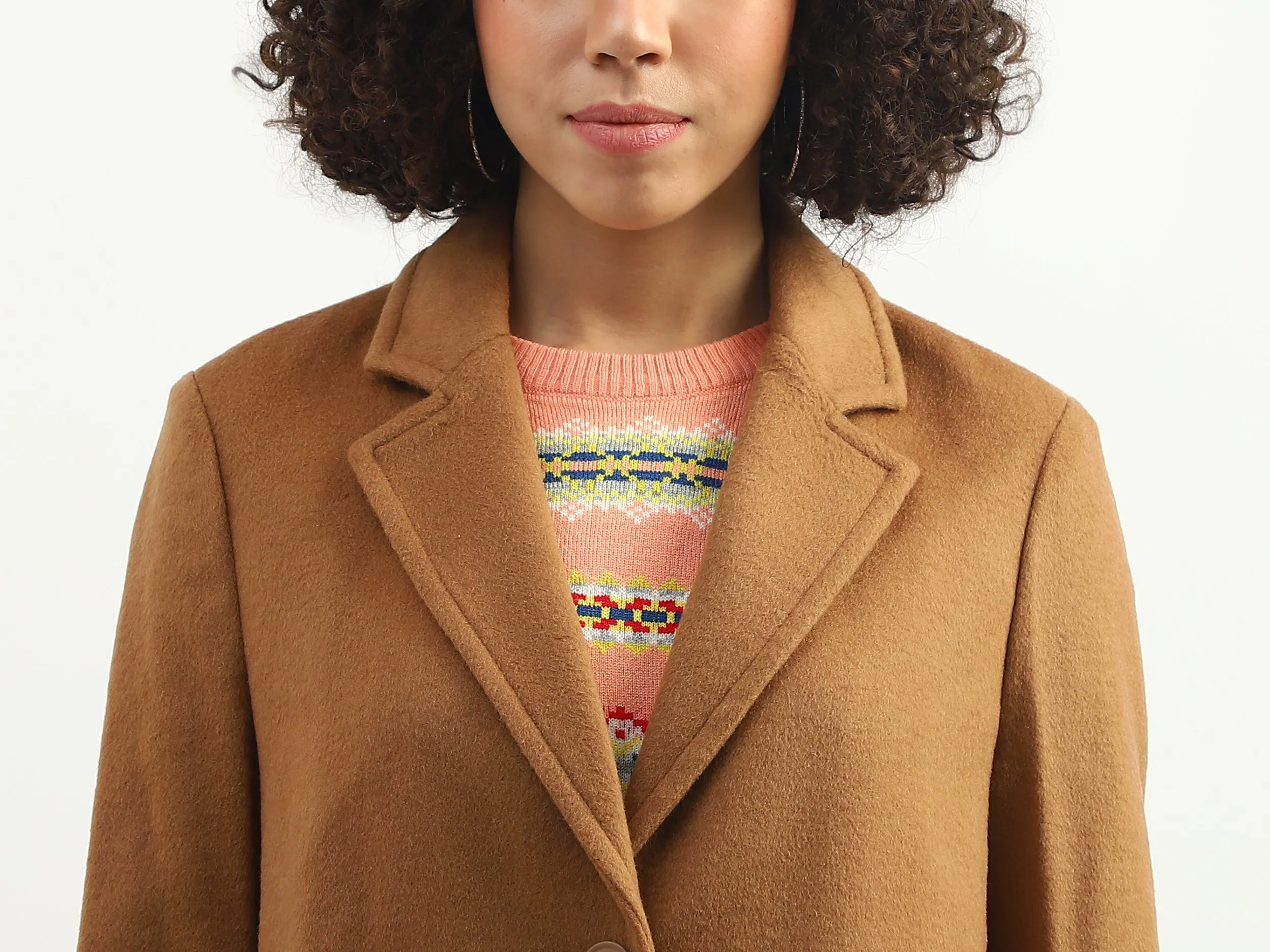 Women Solid Lapel Collar Coat