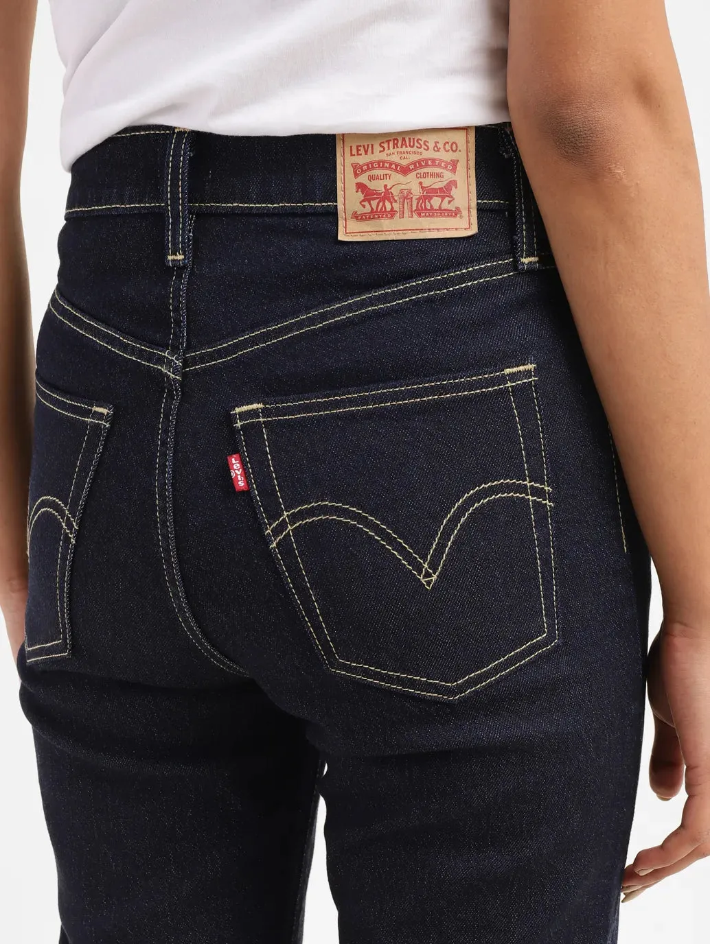 Women's 725 Navy Blue Bootcut Fit High Rise Jeans