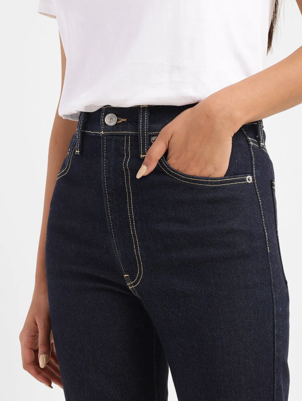 Women's 725 Navy Blue Bootcut Fit High Rise Jeans