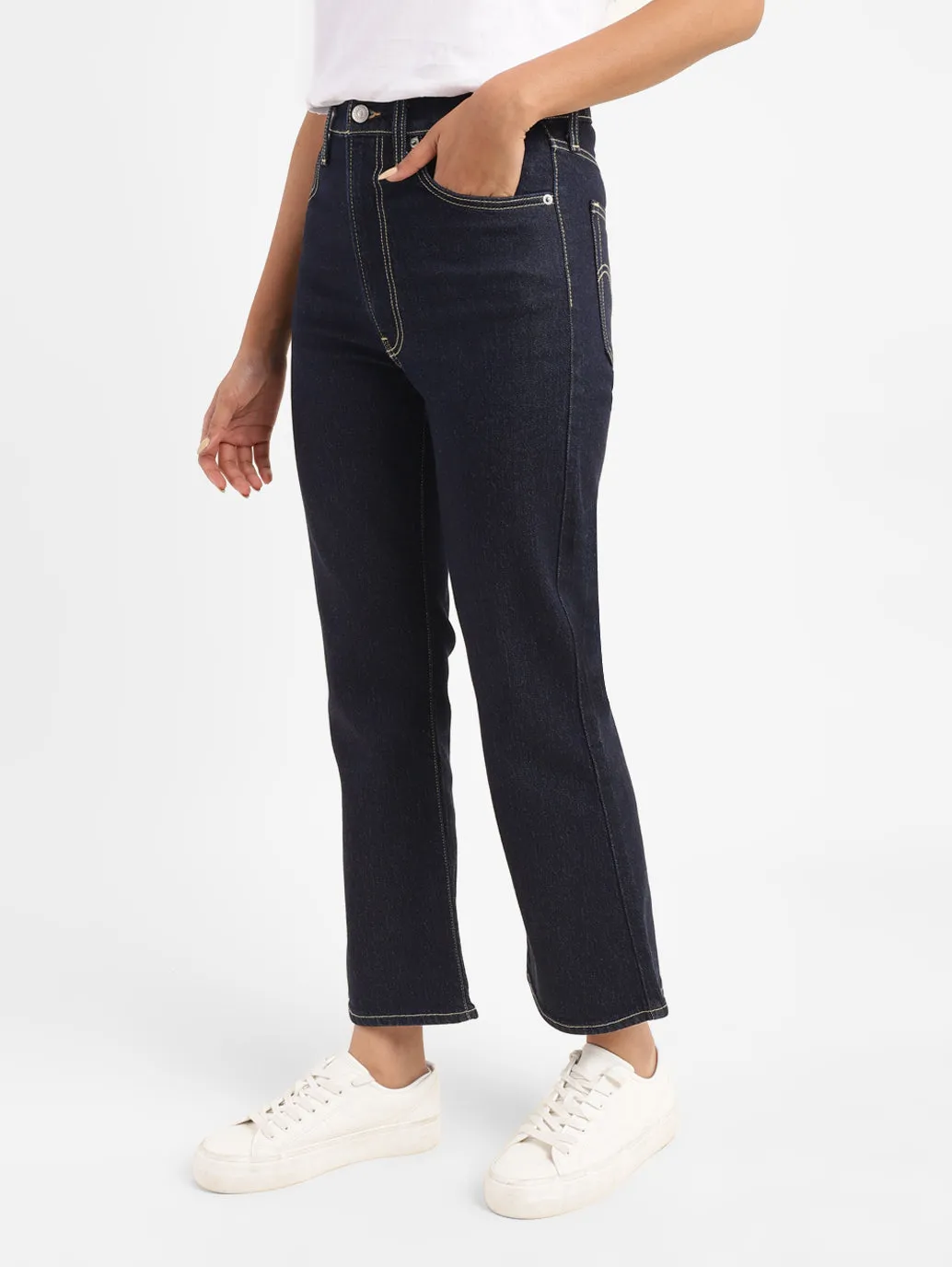 Women's 725 Navy Blue Bootcut Fit High Rise Jeans