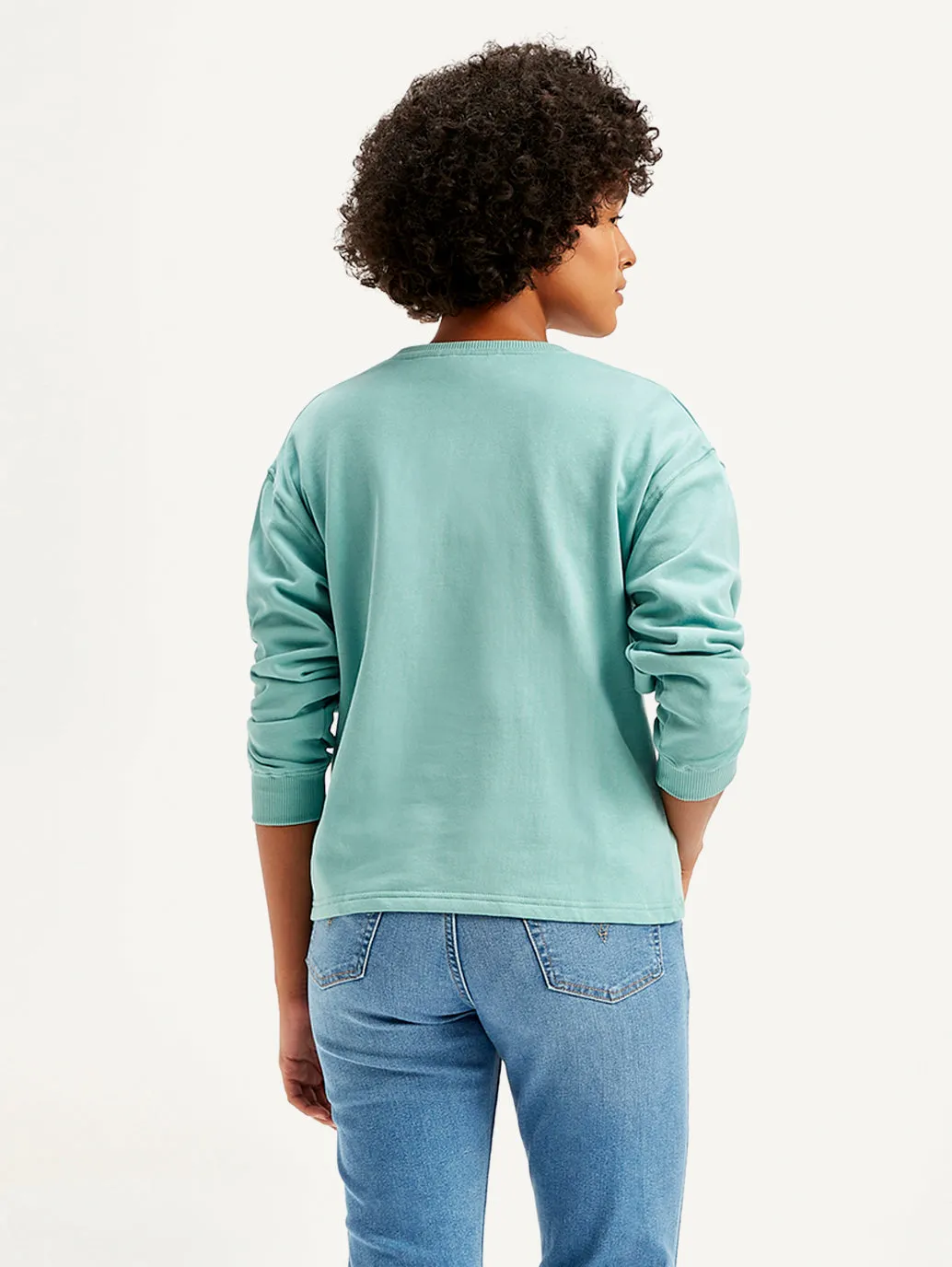 Women's Brand Logo Blue Crew Neck Sweatshirt