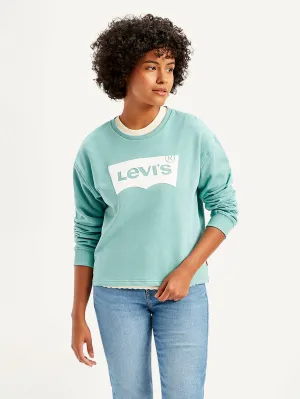 Women's Brand Logo Blue Crew Neck Sweatshirt