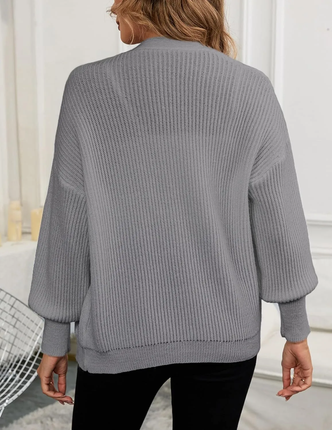 Women's Oversized V Neck Button Cardigan Fall 2024 Ladies Dressy Casual Chunky Ribbed Knit Sweater Cardigans