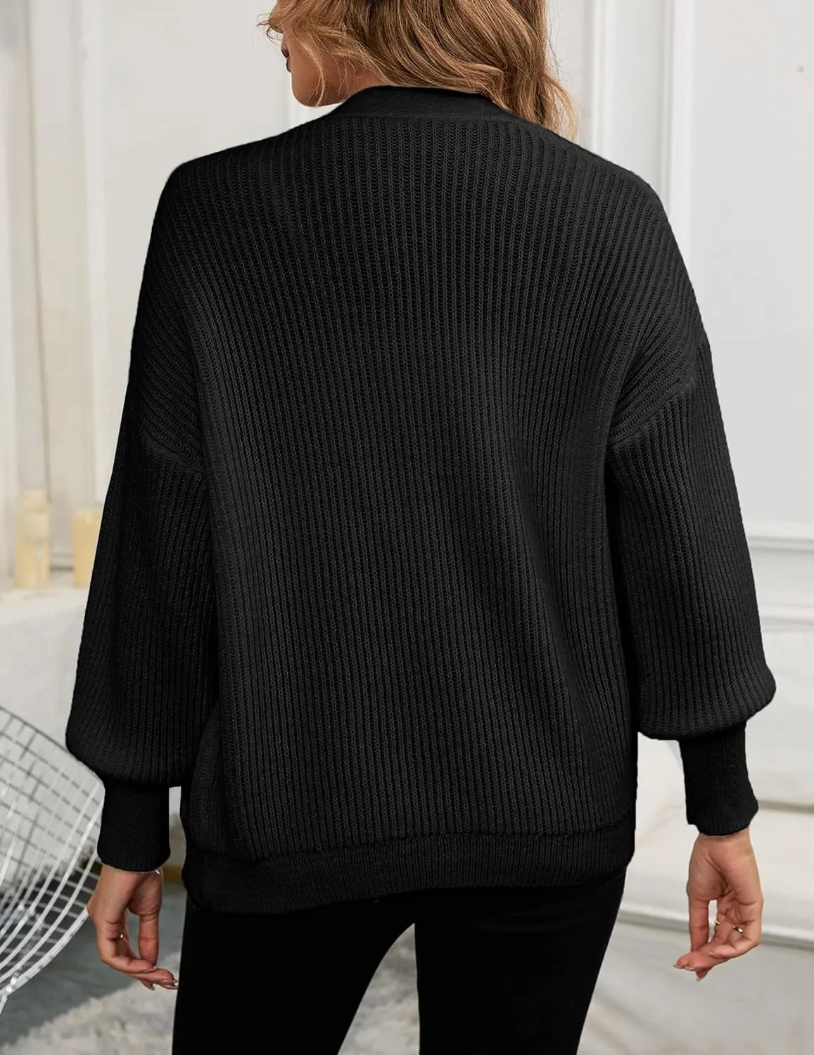 Women's Oversized V Neck Button Cardigan Fall 2024 Ladies Dressy Casual Chunky Ribbed Knit Sweater Cardigans