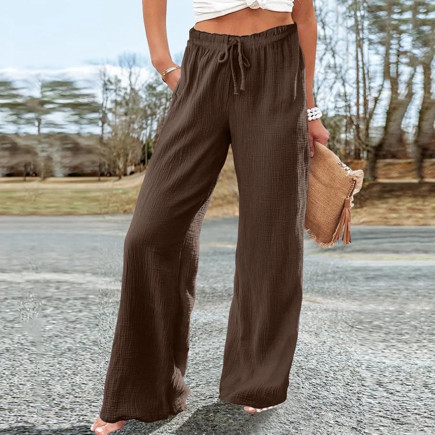 Women's Straight Leg Pants Winter flexie Hiking Thermal with Pockets Wide Leg Straight Leg